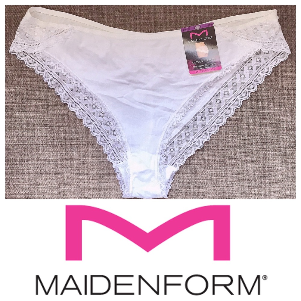 Maidenform cotton stretch white lace panties 9 2XL